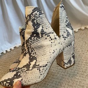 WORN 1X . Size 11, Steve Madden, snakeskin booties. 3 inches